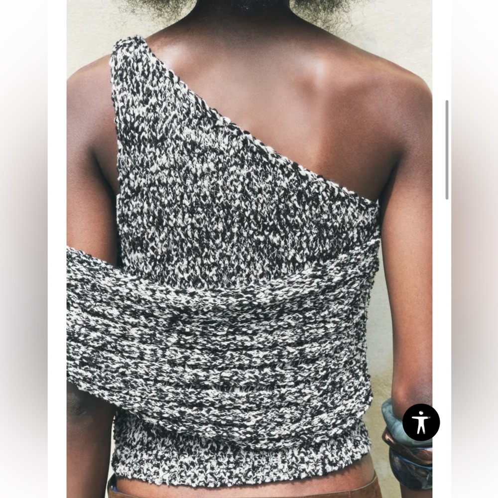 Zara ASYMMETRIC KNIT TOP Size Large NWT - Picture 2 of 7